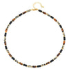 Wholesale Women's Vintage Geometric Handmade Necklace With African Turquoise Tiger Eye Stone Black Pointed Crystal Rice Beads Copper Stainless Steel Pendant And Chain