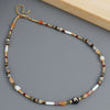 Wholesale Women's Vintage Geometric Handmade Necklace With African Turquoise Tiger Eye Stone Black Pointed Crystal Rice Beads Copper Stainless Steel Pendant And Chain