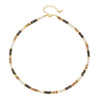 Wholesale Women's Vintage Geometric Handmade Necklace With African Turquoise Tiger Eye Stone Black Pointed Crystal Rice Beads Copper Stainless Steel Pendant And Chain