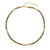 Wholesale Women's Vintage Geometric Handmade Necklace With African Turquoise Tiger Eye Stone Black Pointed Crystal Rice Beads Copper Stainless Steel Pendant And Chain