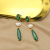 Wholesale Women's Vintage Geometric Natural Pearl Water Drop Pendant Earrings With Electroplating
