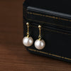 Wholesale Women's Vintage Geometric Round Earrings Made Of S925 Sterling Silver And Imitation Pearls With Electroplating