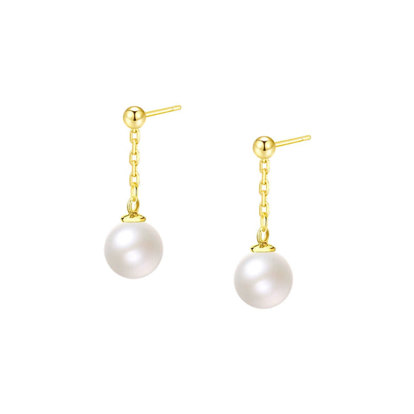 Wholesale Women's Vintage Geometric Round Earrings Made Of S925 Sterling Silver And Imitation Pearls With Electroplating
