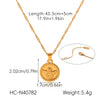 Wholesale Women's Vintage Geometric Stainless Steel And Titanium Steel Electroplated Necklace With Round Pendant