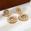Wholesale Women's Vintage Geometric Stainless Steel Earrings With Zircon Inlaid Pearl Circle Vacuum Real Gold Plated In Pvd Furnace