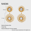 Wholesale Women's Vintage Geometric Stainless Steel Earrings With Zircon Inlaid Pearl Circle Vacuum Real Gold Plated In Pvd Furnace
