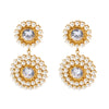 Wholesale Women's Vintage Geometric Stainless Steel Earrings With Zircon Inlaid Pearl Circle Vacuum Real Gold Plated In Pvd Furnace