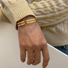 Wholesale Women's Vintage Geometric Stainless Steel Electroplated Doublelayer Line Bracelet