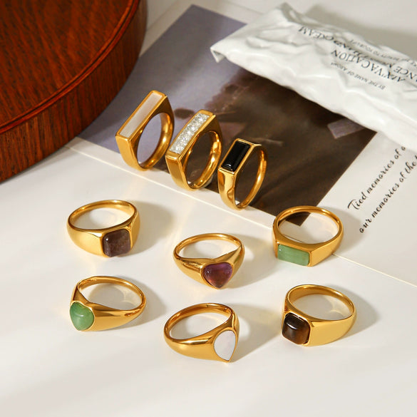 Wholesale Women's Vintage Geometric Stainless Steel Electroplated Ring Jewelry Accessories