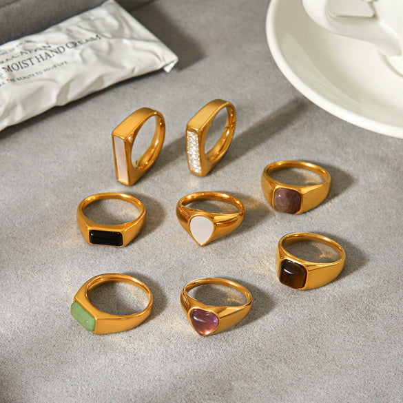 Wholesale Women's Vintage Geometric Stainless Steel Electroplated Ring Jewelry Accessories