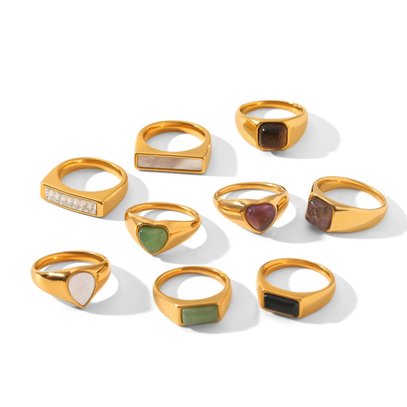Wholesale Women's Vintage Geometric Stainless Steel Electroplated Ring Jewelry Accessories