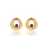 Wholesale Women's Vintage Geometric Stainless Steel Electroplating Irregular Round Hollow Inlaid Natural Stone Earrings