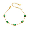 Wholesale Women's Vintage Geometric Stainless Steel Goldplated Bracelet With Green Zircon