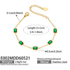 Wholesale Women's Vintage Geometric Stainless Steel Goldplated Bracelet With Green Zircon