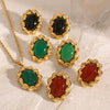 Wholesale Women's Vintage Geometric Stainless Steel Inlaid Earrings Jewelry