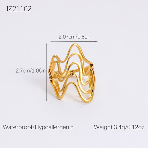 Wholesale Women's Vintage Geometric Stainless Steel Irregular Oval Ring With Electroplating