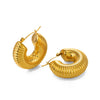 Wholesale Women's Vintage Geometric Stainless Steel 18K Gold Plated Hollow Earrings