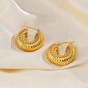 Wholesale Women's Vintage Geometric Stainless Steel 18K Gold Plated Hollow Earrings