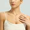 Wholesale Women's Vintage Geometric Sunshaped Stainless Steel Long Tassel Necklace 18K Gold Plated Bead Chain