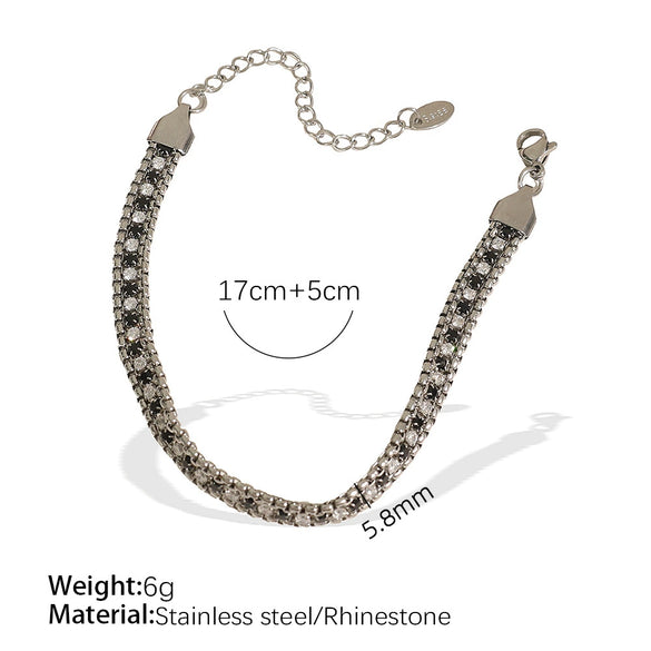 Wholesale Women's Vintage Geometric 316L Stainless Steel Multilayer Wide Chain Bracelet With Electroplating