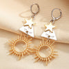 Wholesale Women's Vintage Geometric Zinc Alloy Electroplated Earrings With Sun And Star Design