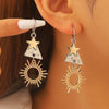 Wholesale Women's Vintage Geometric Zinc Alloy Electroplated Earrings With Sun And Star Design
