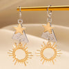 Wholesale Women's Vintage Geometric Zinc Alloy Electroplated Earrings With Sun And Star Design