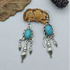 Wholesale Women's Vintage Geometric Zinc Alloy Electroplating Tassel Turquoise Earrings