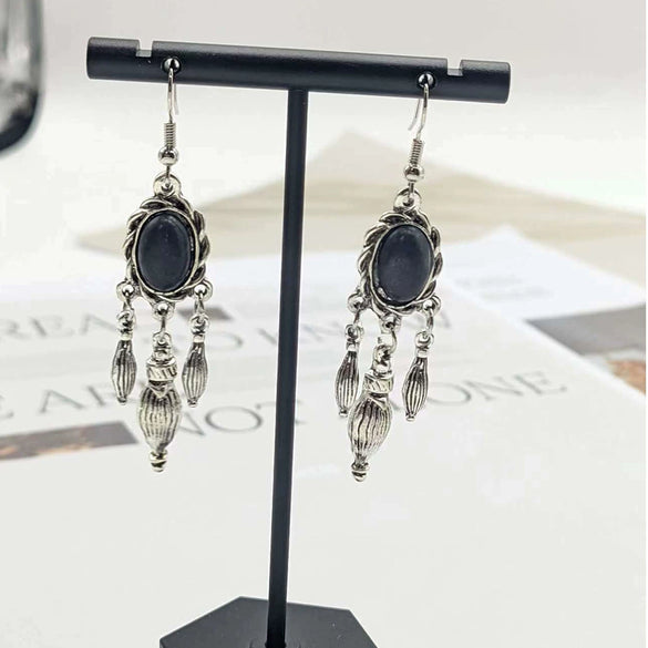 Wholesale Women's Vintage Geometric Zinc Alloy Electroplating Tassel Turquoise Earrings