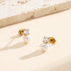 Wholesale Women's Vintage Gold Electroplated Geometric Shell Pearl Zircon Stainless Steel Earrings