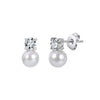 Wholesale Women's Vintage Gold Electroplated Geometric Shell Pearl Zircon Stainless Steel Earrings