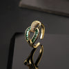Wholesale Women's Vintage Green Gemstone Snake Animal Pattern Copper Electroplated Ring