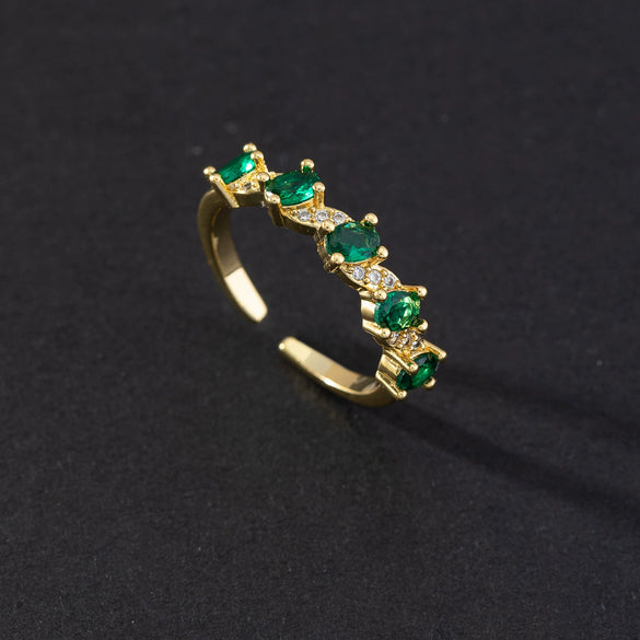 Wholesale Women's Vintage Green Gemstone Snake Animal Pattern Copper Electroplated Ring