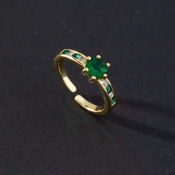 Wholesale Women's Vintage Green Gemstone Snake Animal Pattern Copper Electroplated Ring