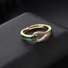 Wholesale Women's Vintage Green Gemstone Snake Animal Pattern Copper Electroplated Ring