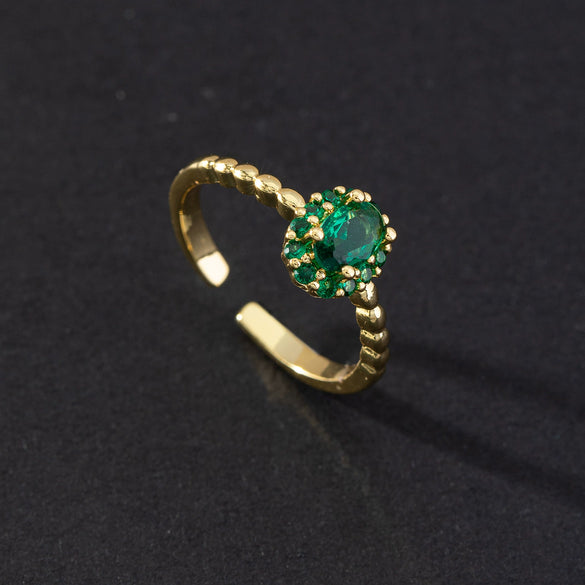 Wholesale Women's Vintage Green Gemstone Snake Animal Pattern Copper Electroplated Ring