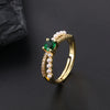 Wholesale Women's Vintage Green Gemstone Snake Animal Pattern Copper Electroplated Ring