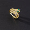 Wholesale Women's Vintage Green Gemstone Snake Animal Pattern Copper Electroplated Ring