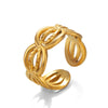 Wholesale Women's Vintage Hip Hop Stainless Steel Geometric Round Ring 18K Gold Plated