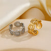 Wholesale Women's Vintage Hip Hop Stainless Steel Geometric Round Ring 18K Gold Plated