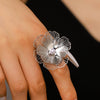 Wholesale Women's Vintage Hollow Electroplated Iron Flower Pearl Accessories Set Earrings Necklace Ring