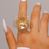 Wholesale Women's Vintage Hollow Electroplated Iron Flower Pearl Accessories Set Earrings Necklace Ring