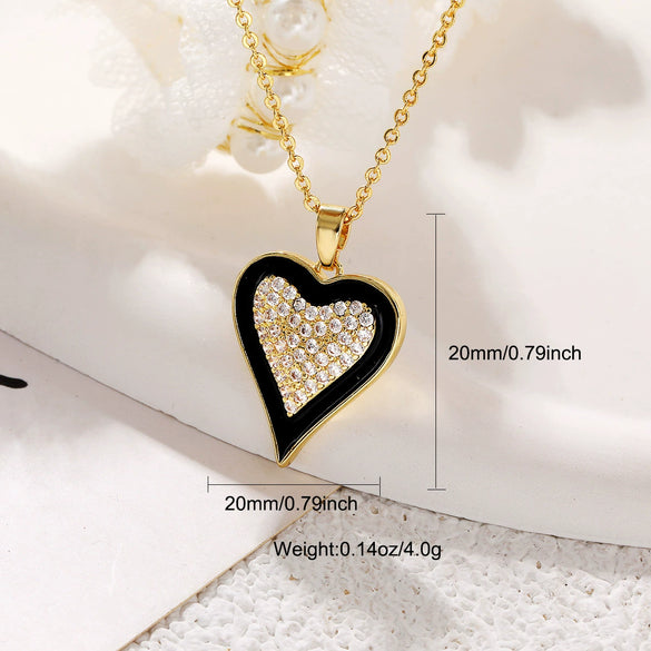 Wholesale Women's Vintage Leopard Love Pendant Necklace Copper With Zirconia Heartshaped Design