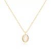 Wholesale Women's Vintage Literary Geometric Oval Stainless Steel Jewelry Necklace With White Stone Pendant And Electroplating Design