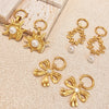 Wholesale Women's Vintage Minimalist Geometric Stainless Steel Electroplated Earrings Pendant
