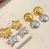 Wholesale Women's Vintage Minimalist Geometric Stainless Steel Electroplated Earrings With Five Pointed Star Design
