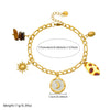 Wholesale Women's Vintage Minimalist Geometric Stainless Steel Gold Plated Tiger Eye Stone Leopard Print Bracelet With Moon Sun Pendant