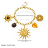 Wholesale Women's Vintage Minimalist Stainless Steel Electroplated Heart Geometric Bead Pendant Bracelet