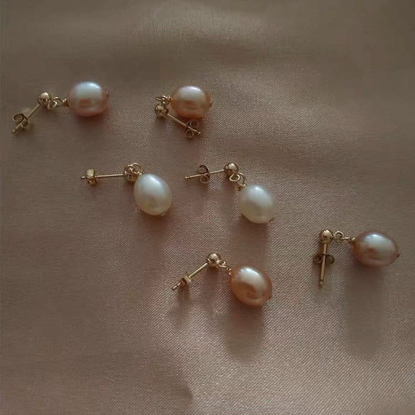 Wholesale Women's Vintage Natural Freshwater Pearl Drop Shape Earrings With Silver Needles