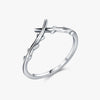 Wholesale Women's Vintage Old Cross Olive Branch Leaf Artistic Ring S925 Silver Electroplated